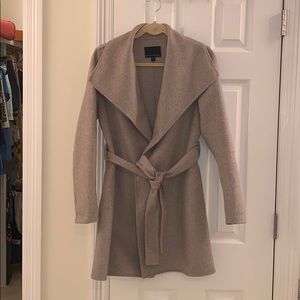 Wool double face wrap coat